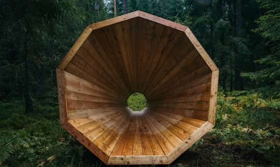 Huge Wooden Megaphones Amplify Forest Sounds in Estonia. 