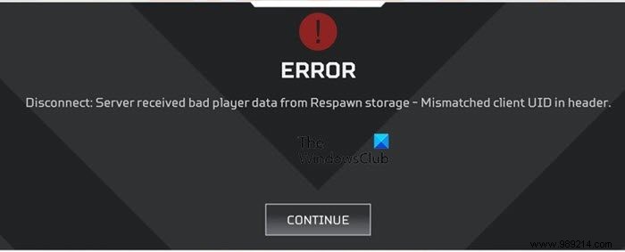 Fix Apex Legends Server received bad player data error 