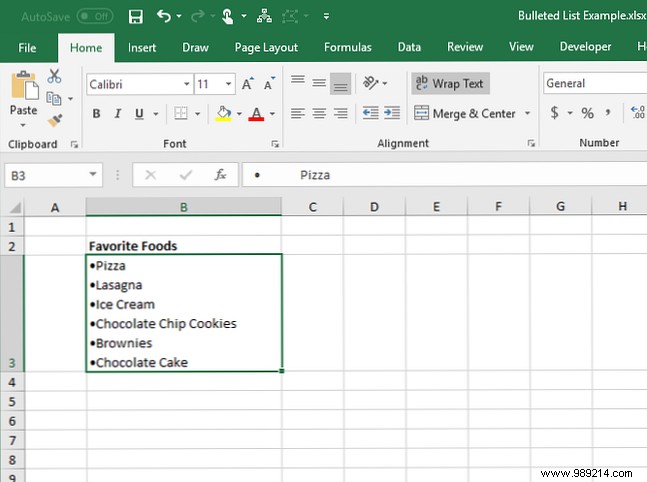 7 ways to create a bulleted list in Excel