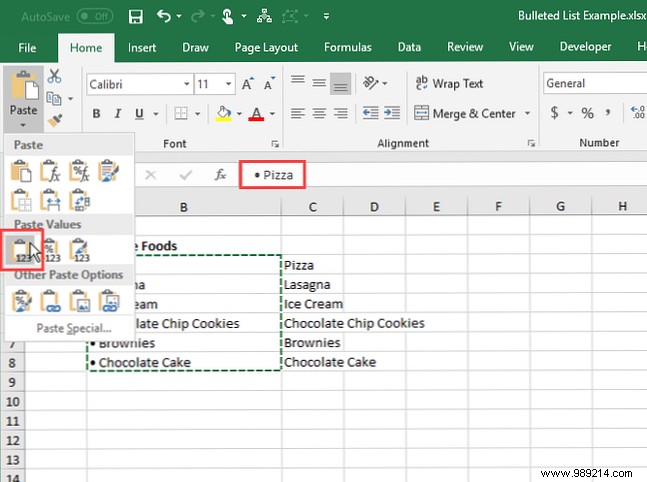 7 ways to create a bulleted list in Excel