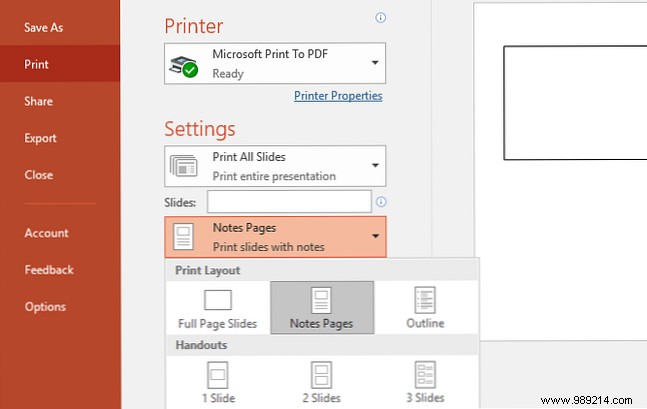 How to add and print PowerPoint with speaker notes