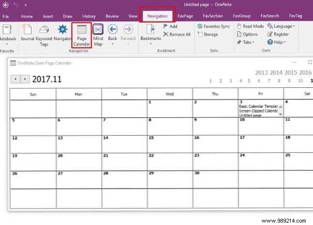 How to create a OneNote calendar template