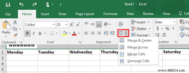 How to make a calendar template in Excel