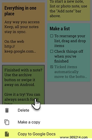 Sharing Google Keep Notes with other apps on your phone